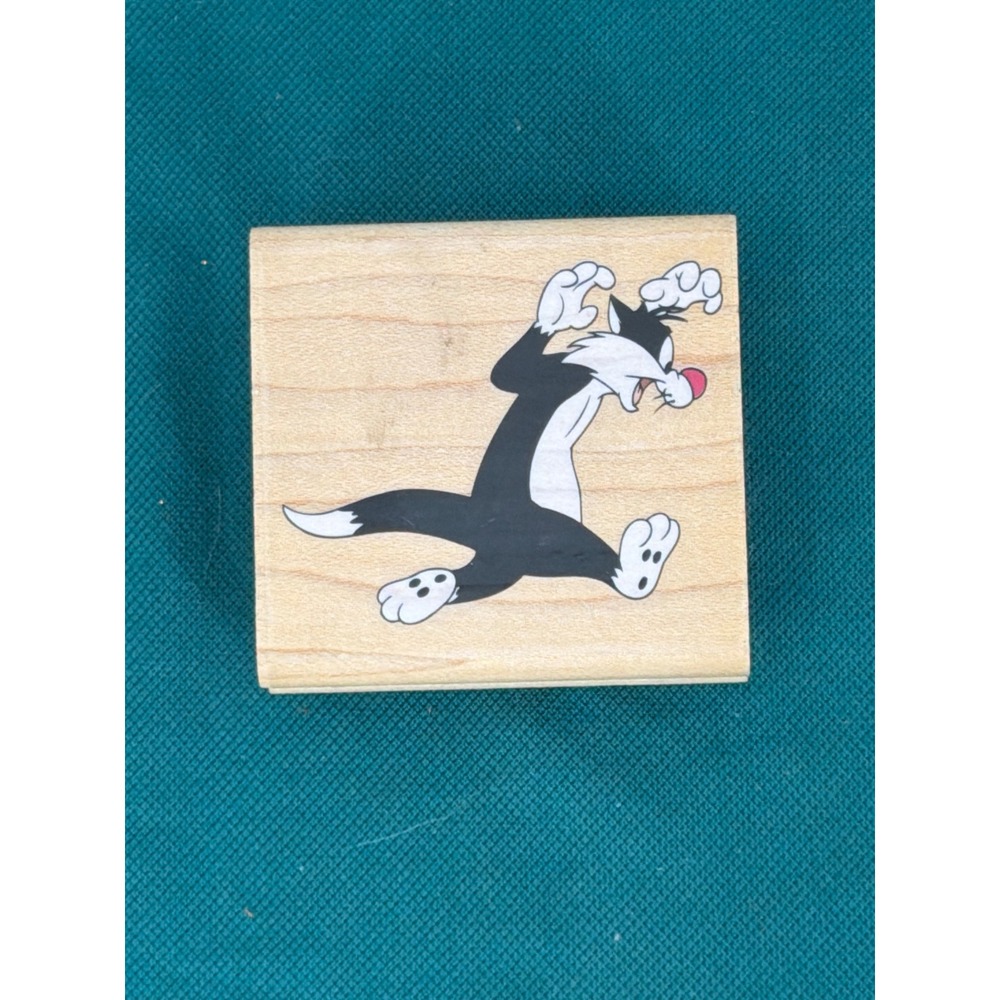 Vintage 1997 Looney Tunes Sylvester Cat Wood Rubber Stamp Rubber Stampede 022E